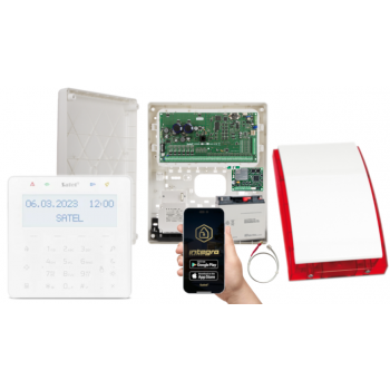ZESTAW ALARMOWY SATEL INTEGRA 128 PLUS + INT-KSG2R-W + OPU-3P + AWT800 + 17Ah + INT-GSM LTE + SP-4001R